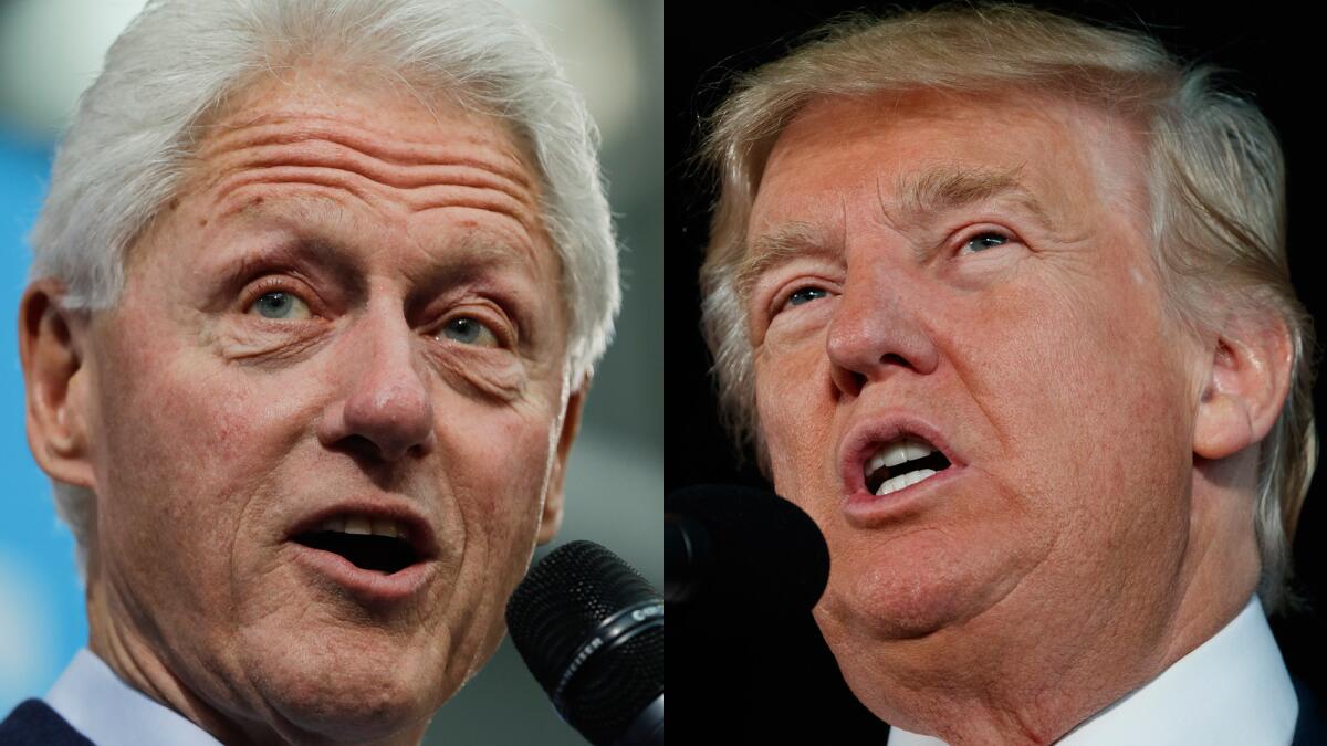 Former President Bill Clinton, left, and Republican presidential nominee Donald Trump.