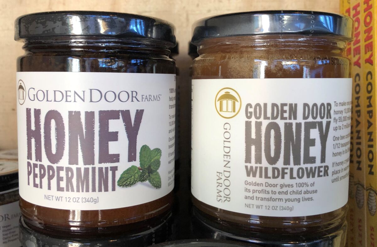 Specialty honeys made by the Golden Door spa in San Marcos. All sale proceeds benefit children's charities.
