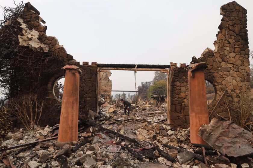 Mandatory Credit: Photo by JOHN G. MABANGLO/EPA-EFE/REX/Shutterstock (9133529g) The remains of a building of Signorello Estate Winery destroyed by fire in Napa, California, USA, 11 October 2017. Multiple wildfires scattered throughout Napa, Sonoma and Mendocino counties, have destroyed more than 3,000 homes and businesses in their path and left at least 21 people dead. Wildfires burn Northern California, leaving at least 21 people dead, Napa, USA - 11 Oct 2017 ** Usable by LA, CT and MoD ONLY **