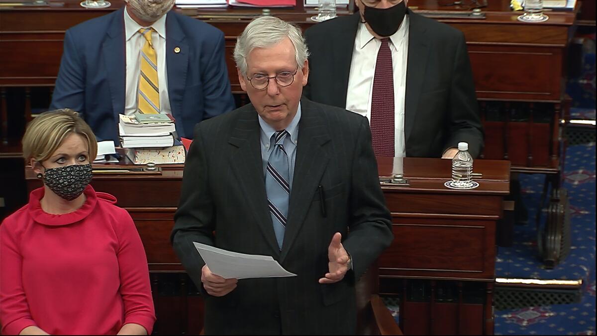 Senate Minority Leader Mitch McConnell (R-Ky) speaks before the Senate.