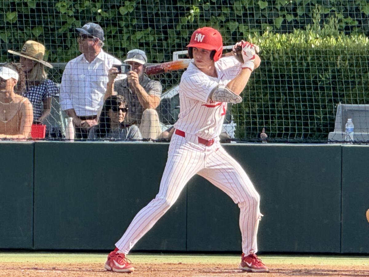 Bryce Rainer of Harvard-Westlake takes his stance in the batter's box.