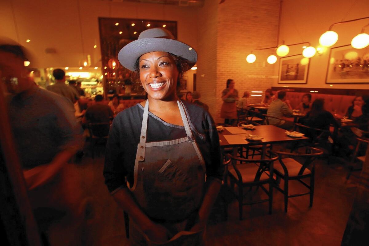 Chef Nyesha Arrington inside Leona's restaurant in Venice.