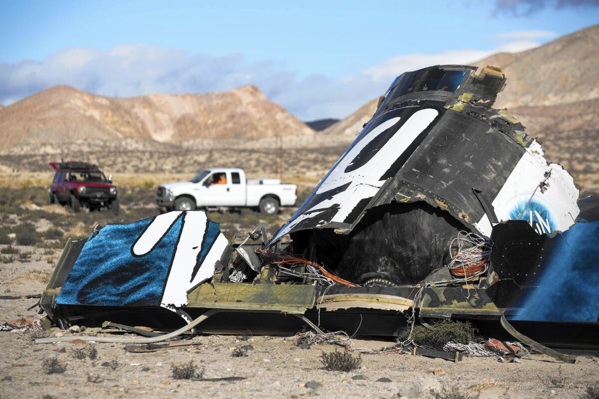 Wreckage from Virgin Galactic's SpaceShipTwo was scattered over 33 miles of desert after the rocket's Oct. 31, 2014, crash.