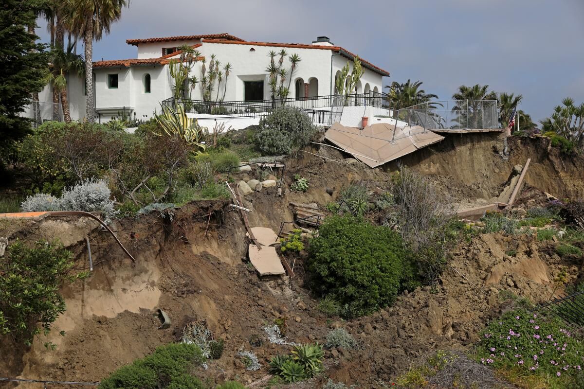 A landslide damaged the historic Casa Romantica Cultural Center and sent debris cascading toward coastal railroad tracks.