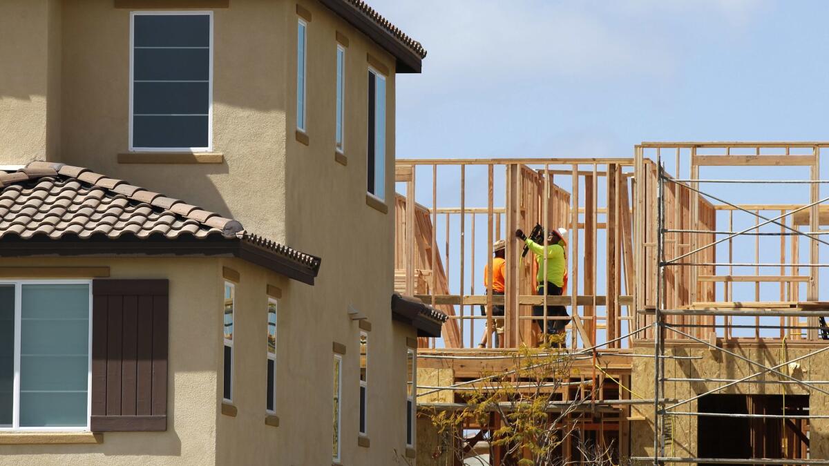 Construction in the Lovina community of Otay Ranch on April 12, 2018.