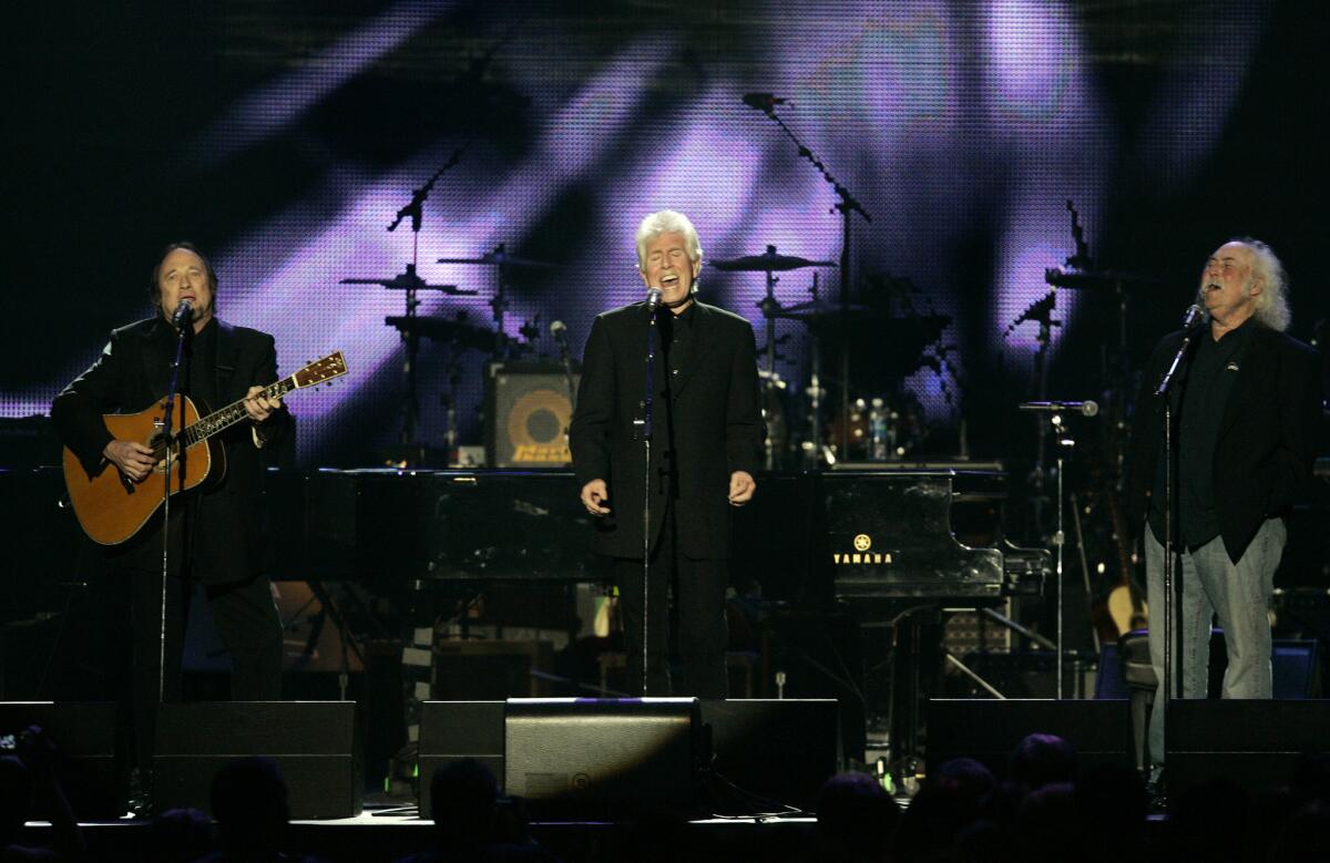 Stephen Stills, left, Graham Nash and David Crosby, shown during a 2010 concert tribute to Neil Young, will headline the 2nd Light up the Blues concert on Saturday in Los Angeles benefiting Autism Speaks.