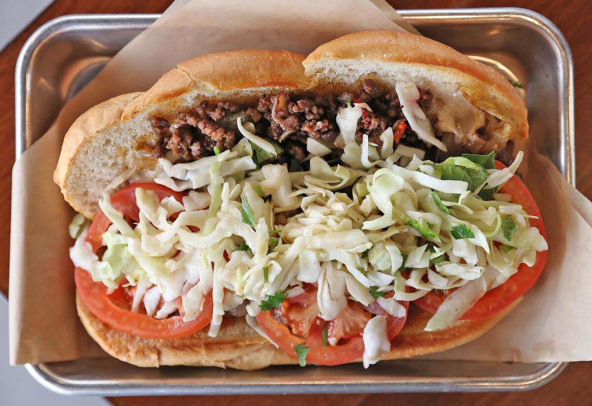 The Katakat chopped cheese sandwich at Burns Road in Tustin.