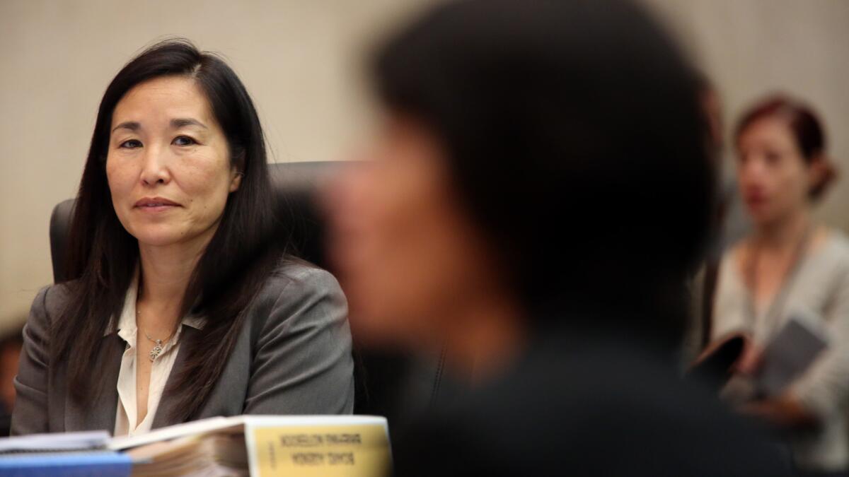 County Chief Executive Sachi Hamai at Los Angeles County Board of Supervisors meeting in July 2015 in Los Angeles.