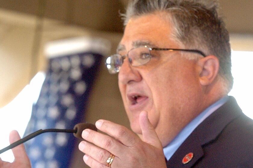 Senator Anthony Portantino speaks at the Memorial Day Service held at La Canada Flintridge Memorial Park as part of the 44th Annual Weekend Fiesta Days on Monday. (Photo by Dan Watson)