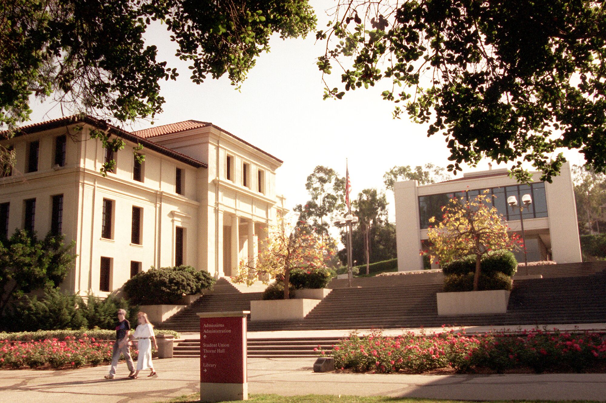 Johnson Hall, left, and the Coons Administration Center on the campus of Occidental College.