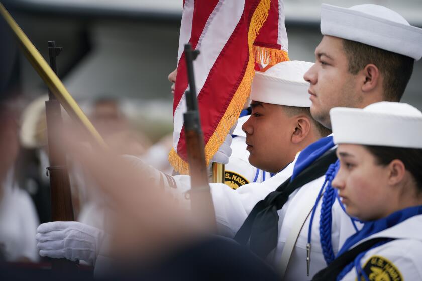 San Diego, CA - May 27: Sea Cadets from San Diego County presented the colors on board the USS Midway Museum for the Memorial Day commemoration on Monday, May 27, 2024, in San Diego. (Nelvin C. Cepeda / The San Diego Union-Tribune)