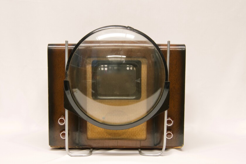 A 1955 KVN TV set from the former Soviet Union, in "Watching Socialism" at the Wende Museum.