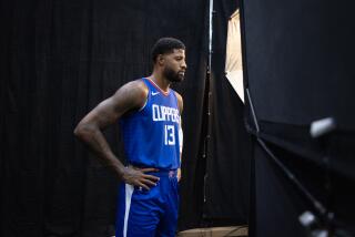 Playa Vista, CA - October 02: Paul George poses for a portrait at LA Clippers media day on Monday, Oct. 2, 2023 in Playa Vista, CA. (Jason Armond / Los Angeles Times)