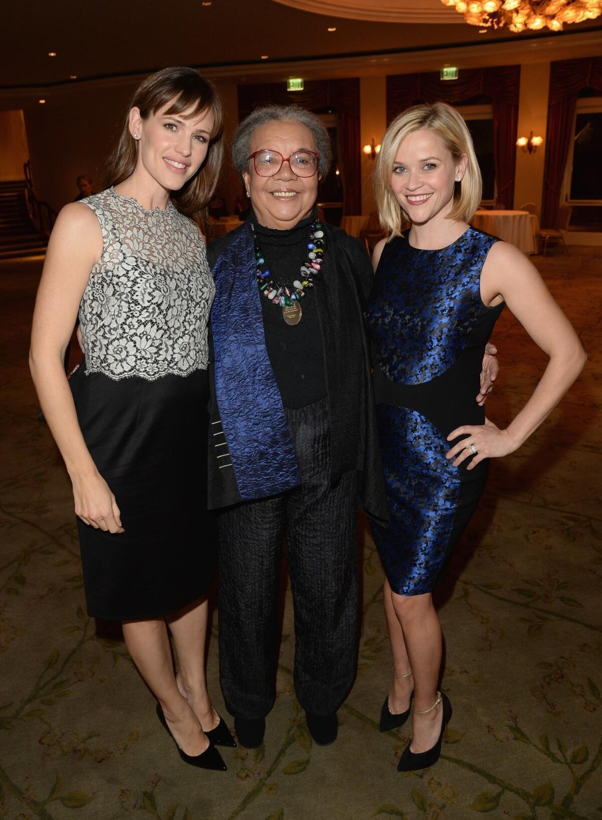 Presenter Jennifer Garner, left, Children's Defense Fund President Marian Wright Edelman and event co-Chair Reese Witherspoon at the 23rd Annual Beat The Odds Awards hosted by Children's Defense Fund-California on Thursday in Beverly Hills.
