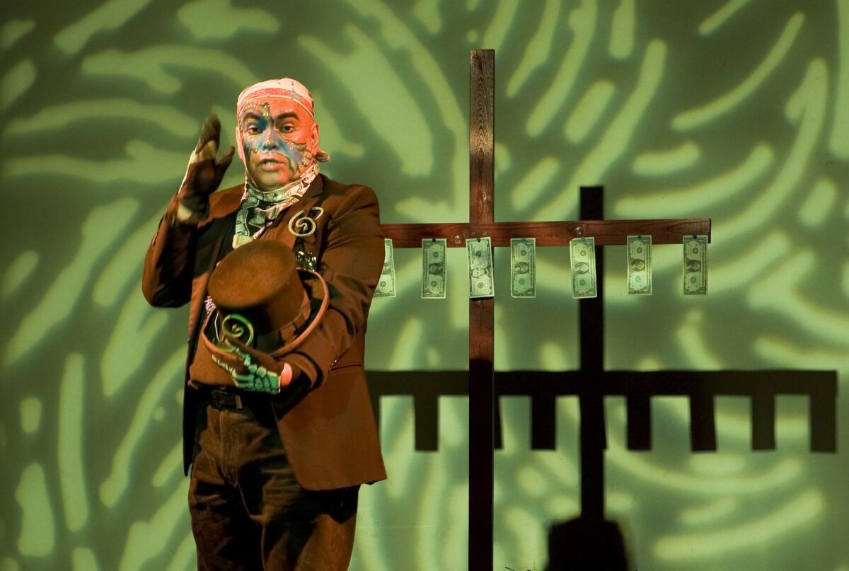 José Torres-Tama in "Aliens, Immigrants & Other Evildoers," presented by Latino Theater Company at the Los Angeles Theatre Center. 
