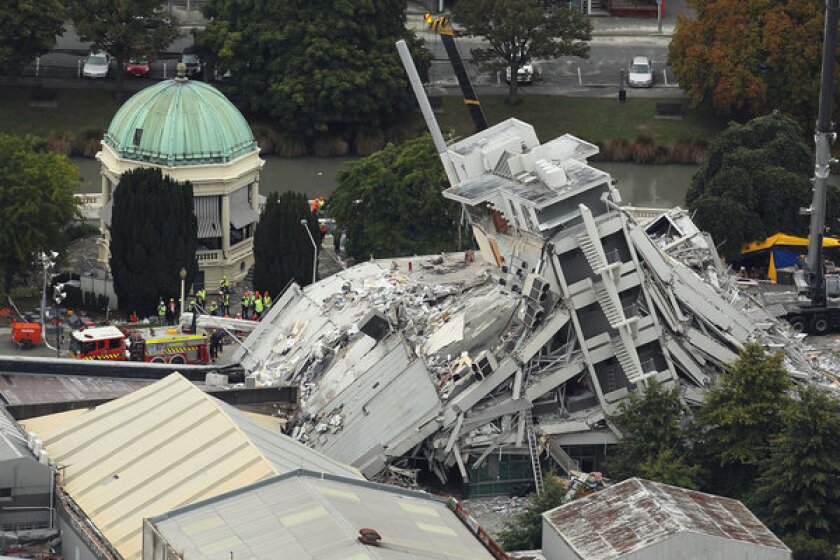 The Pyne Gould Corp. building collapsed when the magnitude 6.3 earthquake struck Christchurch, New Zealand. It was built in the 1960s, before the adoption of modern seismic standards for concrete buildings.