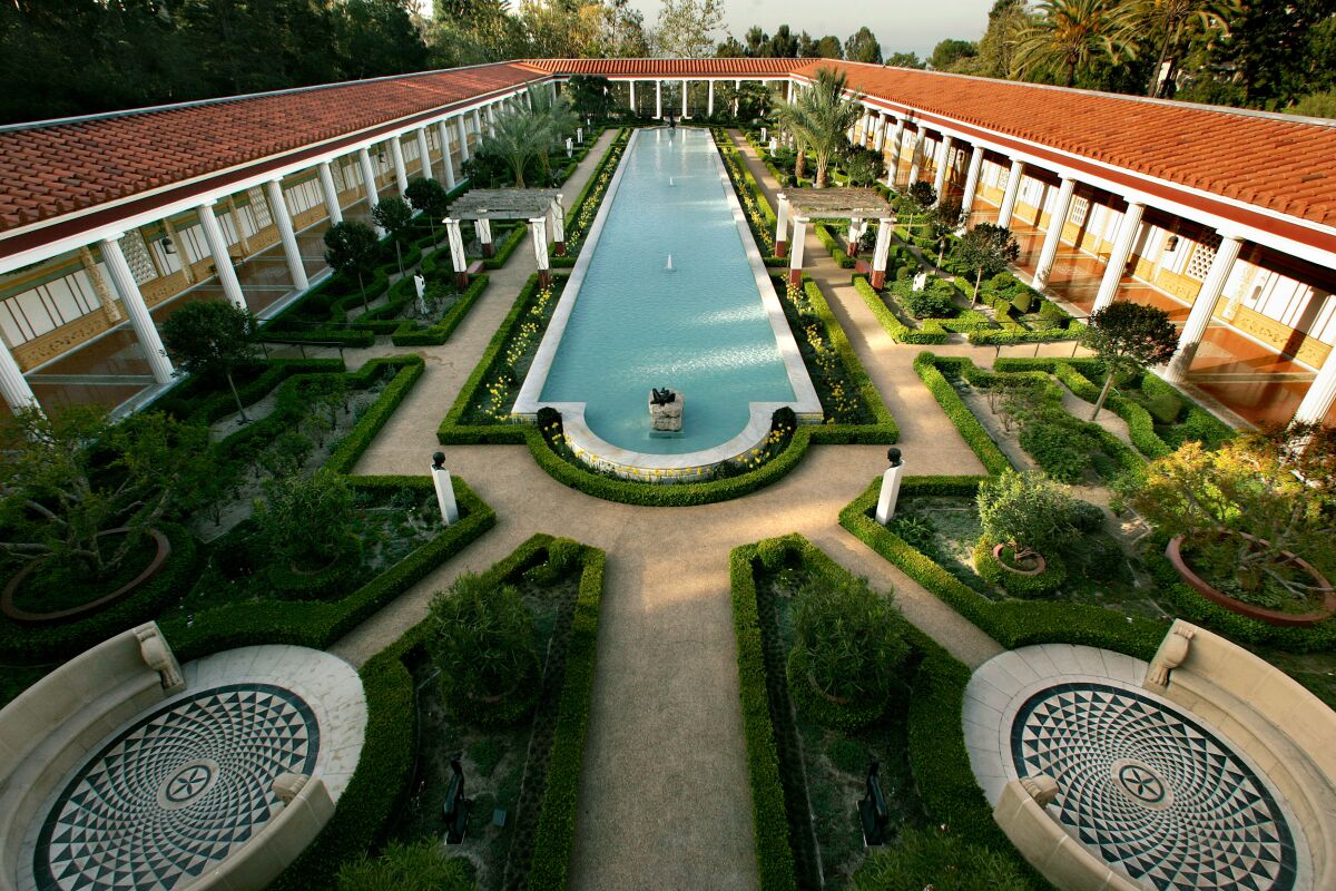 The outer peristyle garden at the Getty Villa in Malibu in 2009.