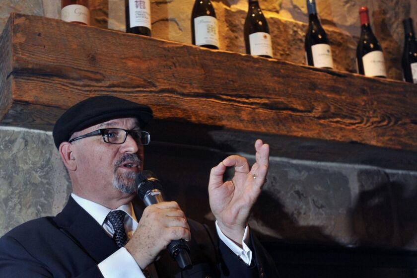 Veteran Restauranteur and Master Sommelier, a wine professional, Michael Jordan, was guest speaker at a special wine dinner held at the TAPS Fish House in Irvine, Thursday night, May 24, 2018. (photo by Mike Mullen