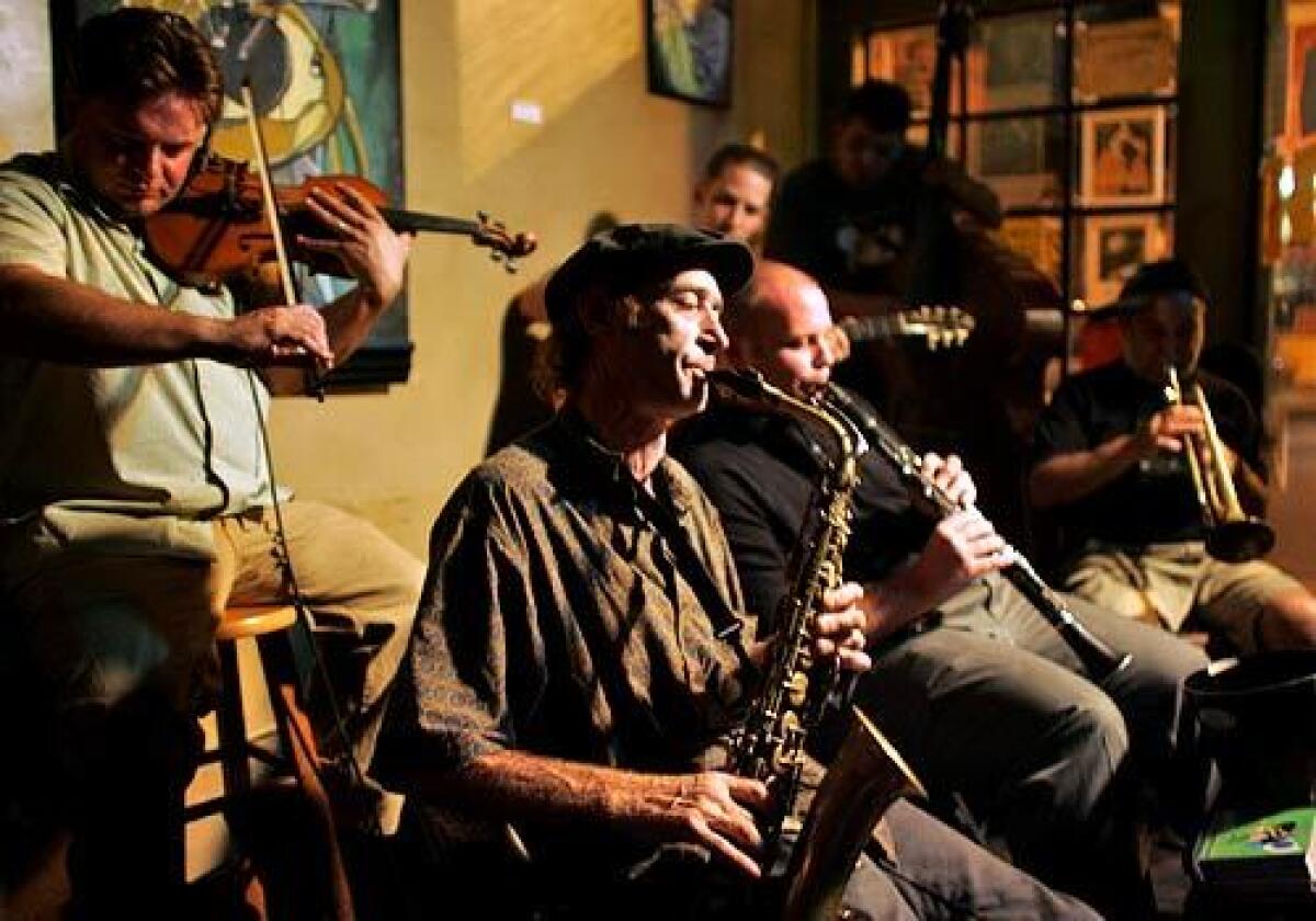 11:54 p.m. Faubourg Marigny, New Orleans Jazz Vipers play the Spotted Cat.