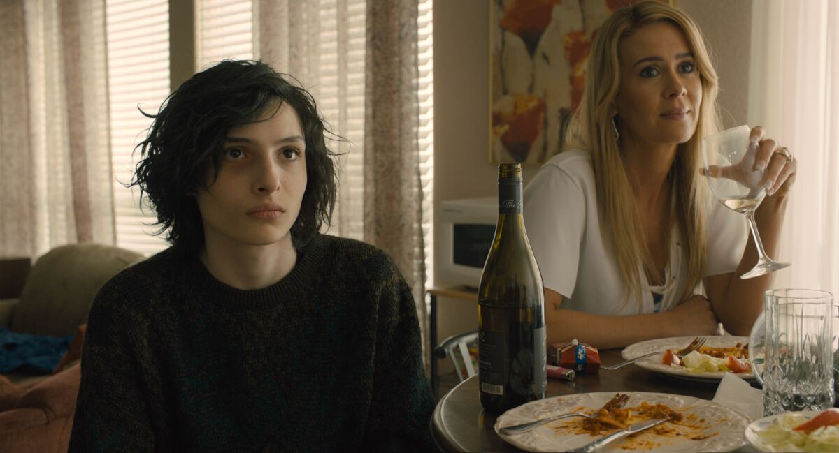 Finn Wolfhard as young Boris and Sarah Paulson as Xandra in Warner Bros. Pictures' and Amazon Studios' drama "The Goldfinch."