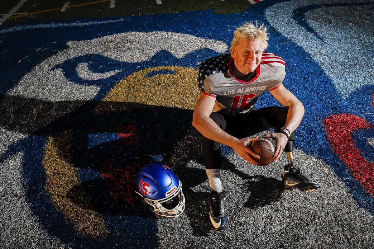 Los Alamitos High football long snapper Carson Fox.