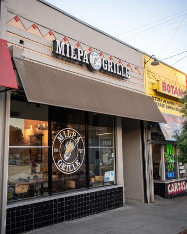 The storefront of Milpa Grille in Boyle Heights