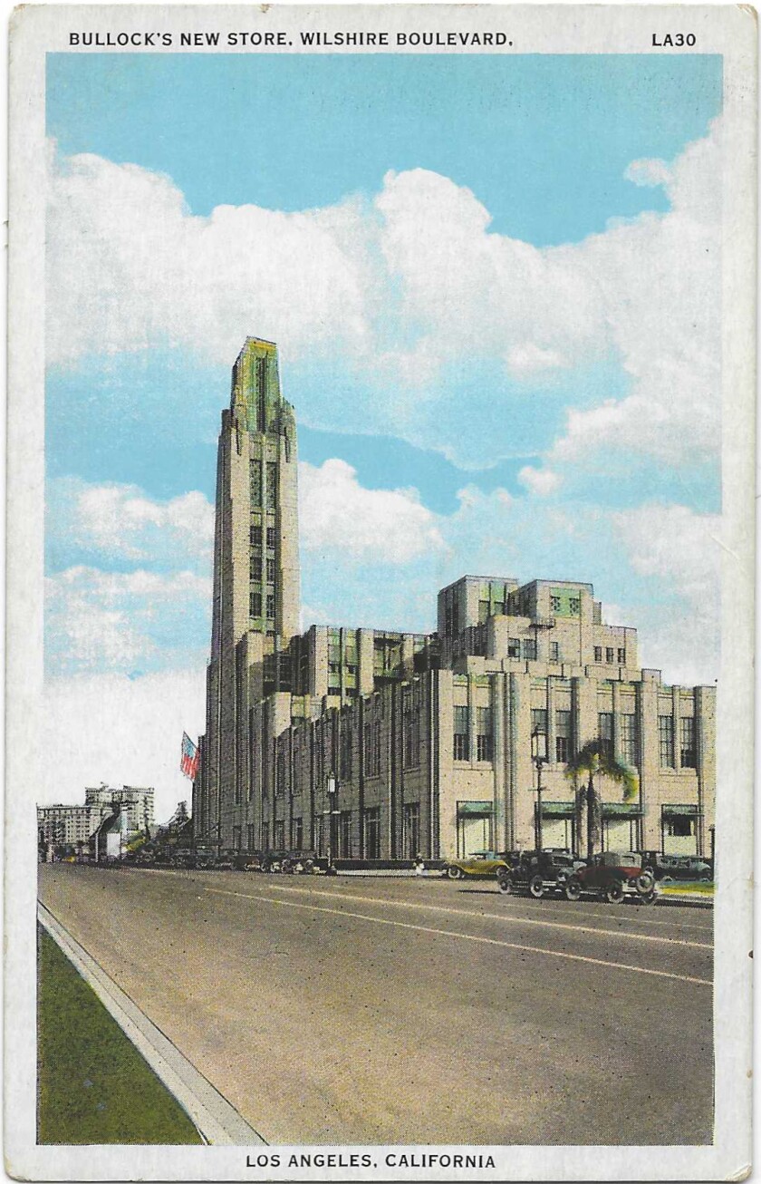 Postcard shows the famous Wilshire Bullock's
