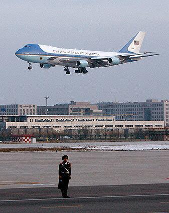 Air Force One on approach to Beijing