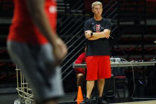 SAN DIEGO, CA - SEPTEMBER 26: San Diego State Basketball Performance Advisor Sam Scholl during a practice at Viejas Arena on Monday, September 26, 2022 in San Diego, CA. (K.C. Alfred / The San Diego Union-Tribune)