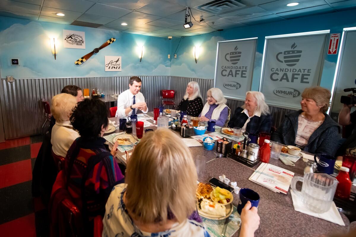 Democratic presidential candidate Pete Buttigieg meets with New Hampshire voters on WMUR's "Candidate Cafe."