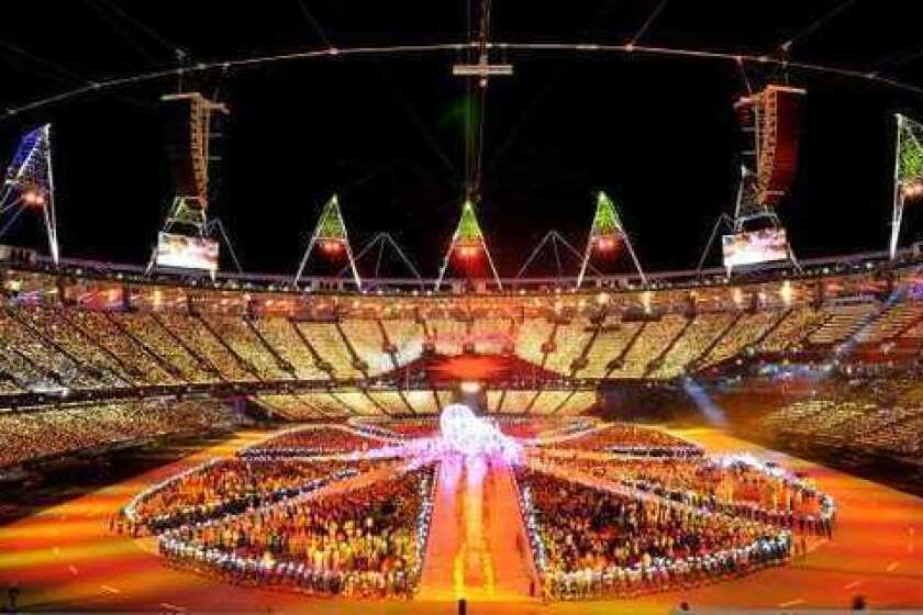 A view of the festivities at Olympic Stadium during the closing ceremony of the 2012 London Olympics.