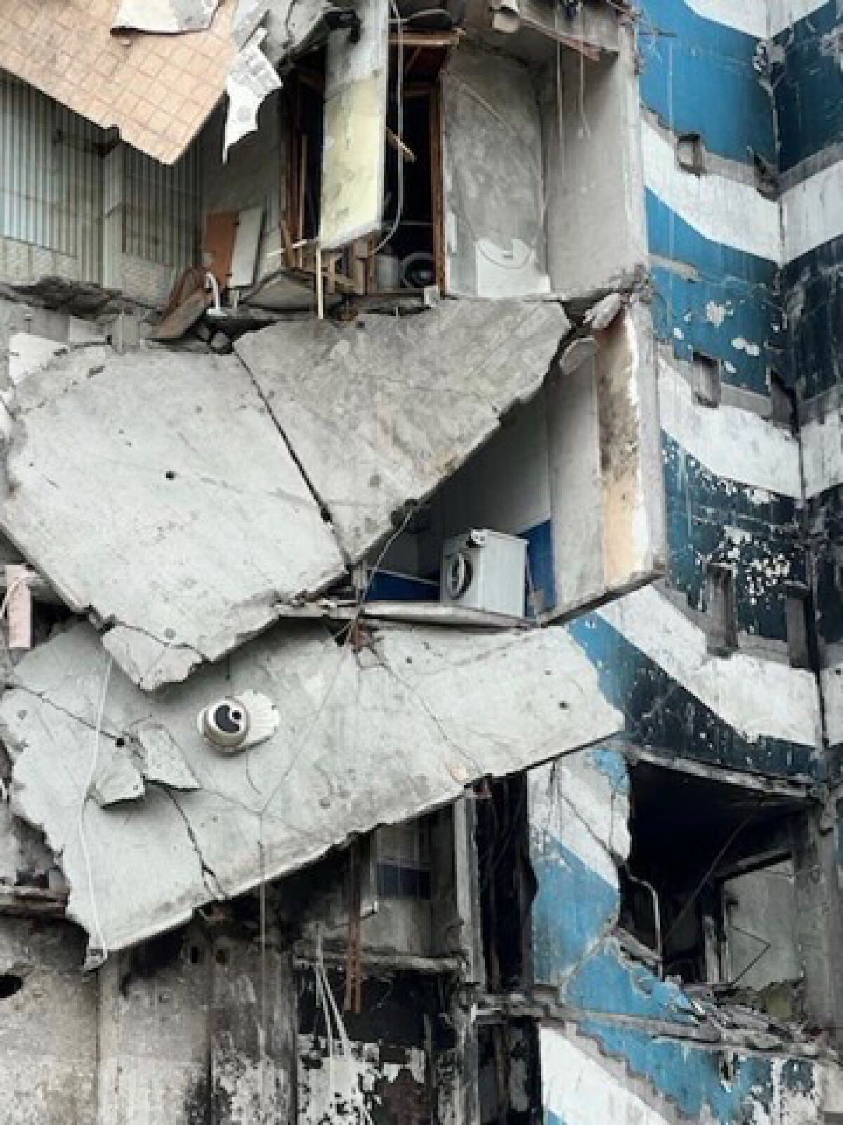 Destroyed buildings in war-torn Irpin, Ukraine.