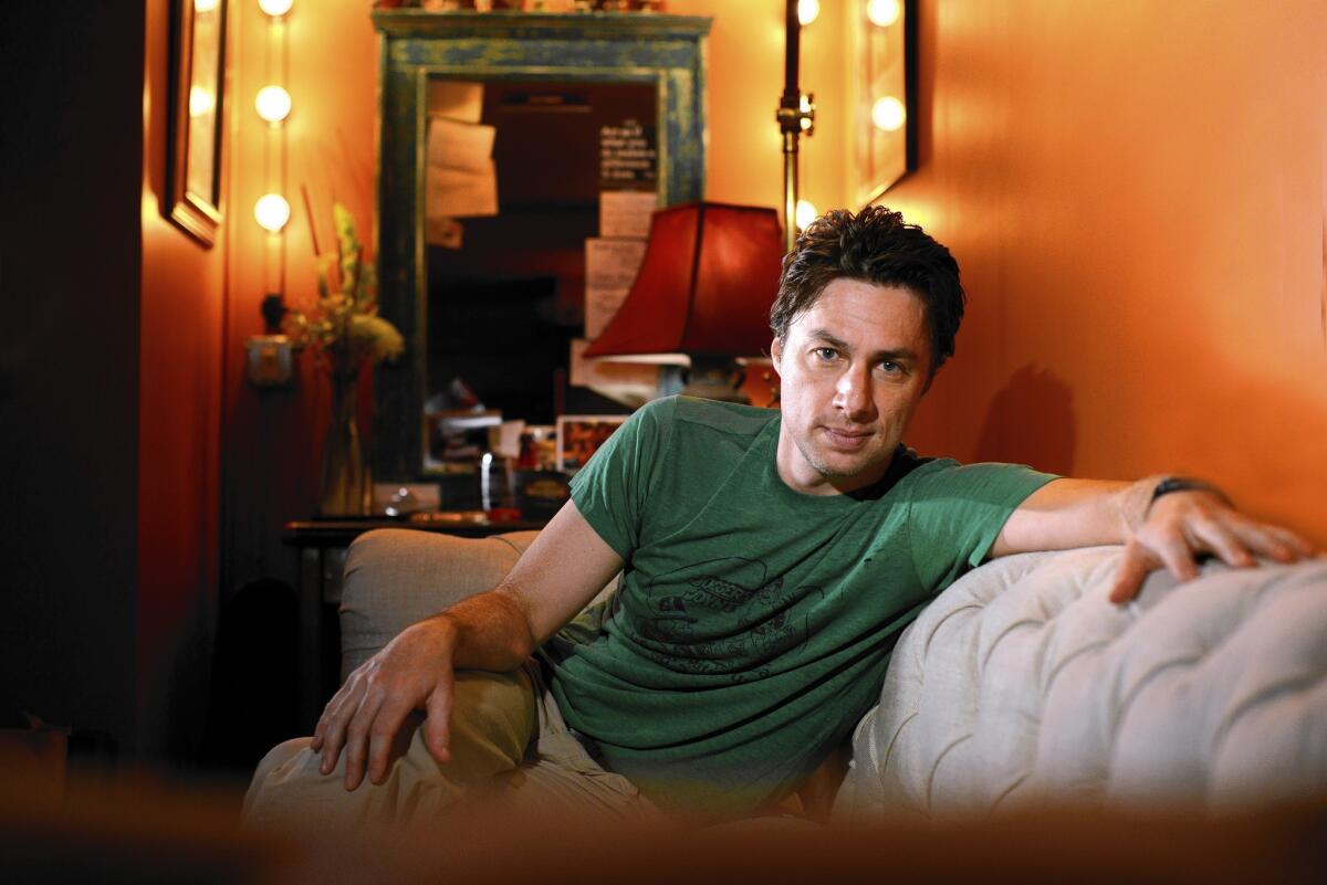 While starring in “Bullets Over Broadway” in New York, Zach Braff is promoting his new film, "Wish I Was Here."