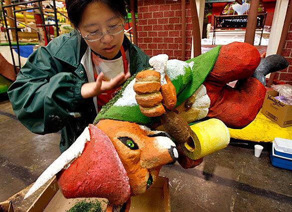 Tournament of Roses float preparation