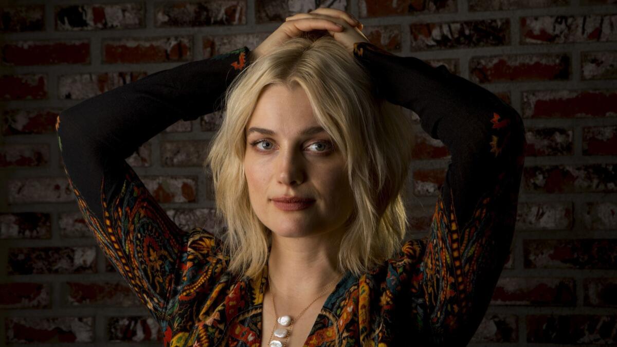 Portrait of singer-actress Alison Sudol at Palihouse in West Hollywood this month. The co-star from "Fantastic Beasts" series is releasing her first collection of new music as a recording artist in five years. She was formerly known for her band name A Fine Frenzy.