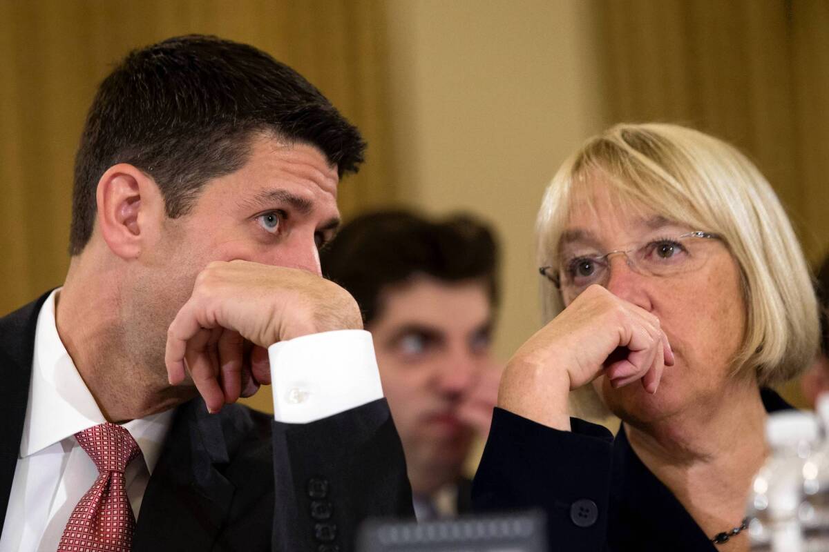 Rep. Paul D. Ryan (R-Wis.), left, and Sen. Patty Murray (D-Wash.) are taking the lead in crafting a budget deal to prevent another government shutdown.