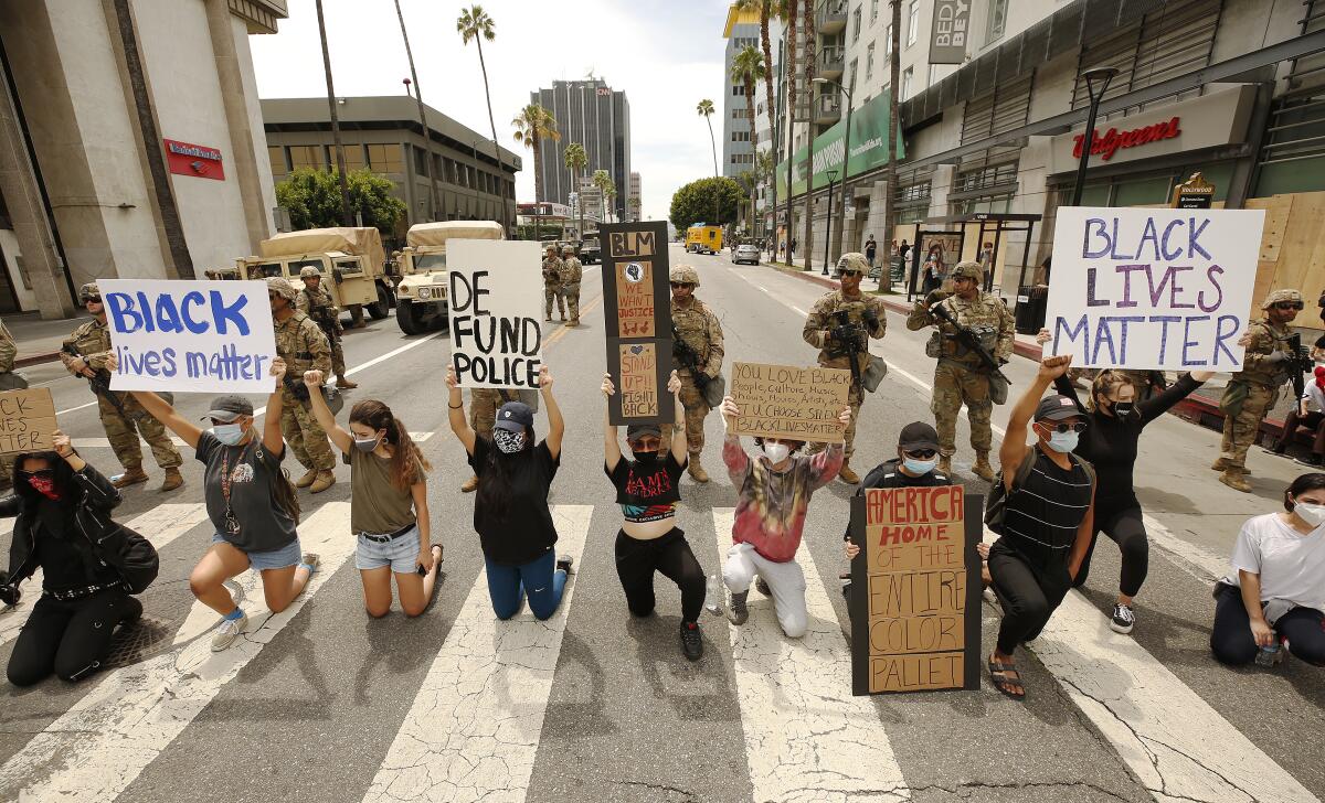 Protesters in Hollywood.