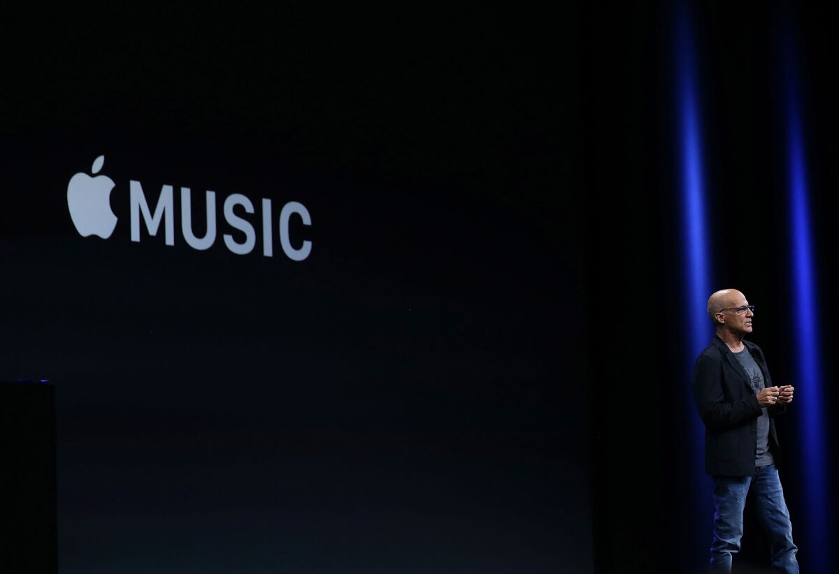 Johnny Iovine announces Apple Music on June 8 in San Francisco.