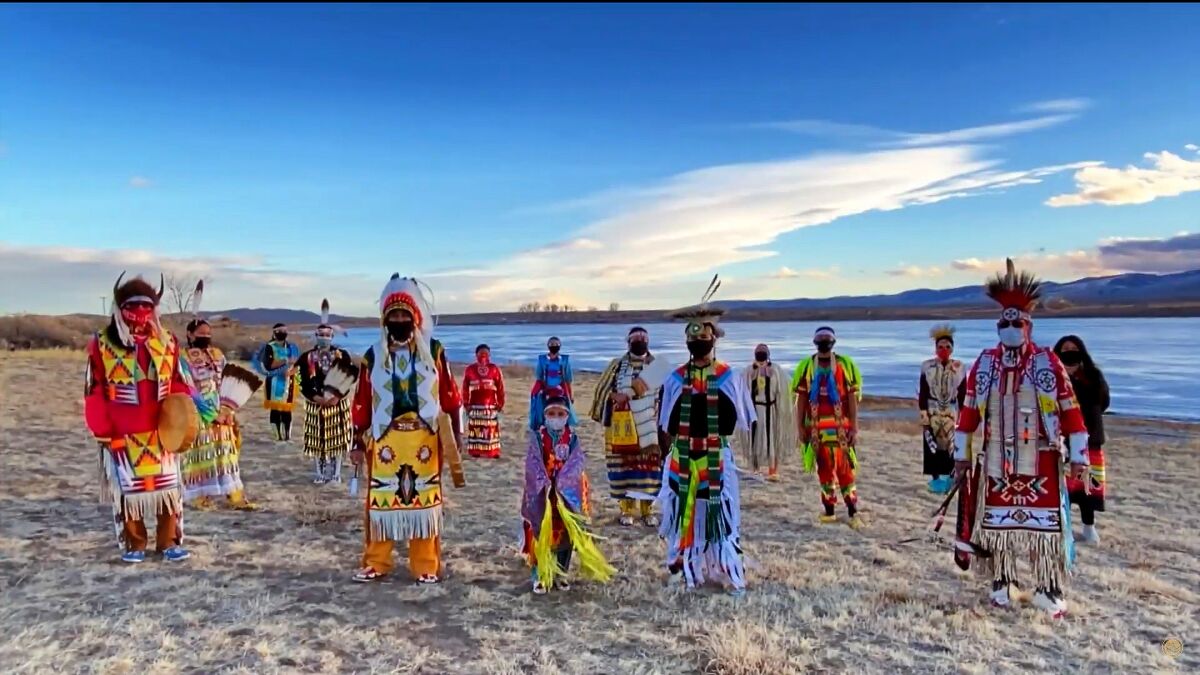 The Native American Dancers of Wind River perform during the virtual "Parade Across America"