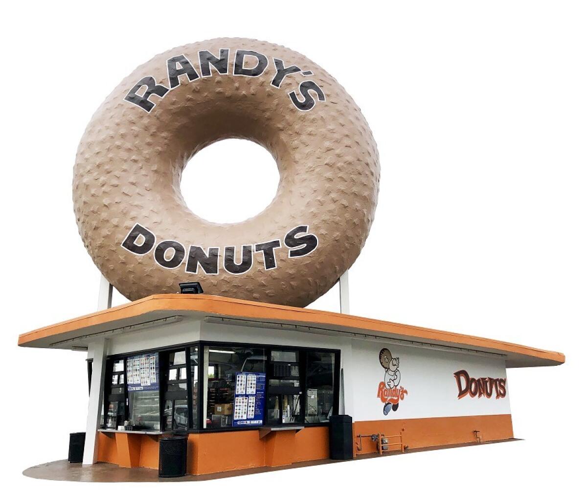 The original Randy's Donuts shop in Los Angeles.  