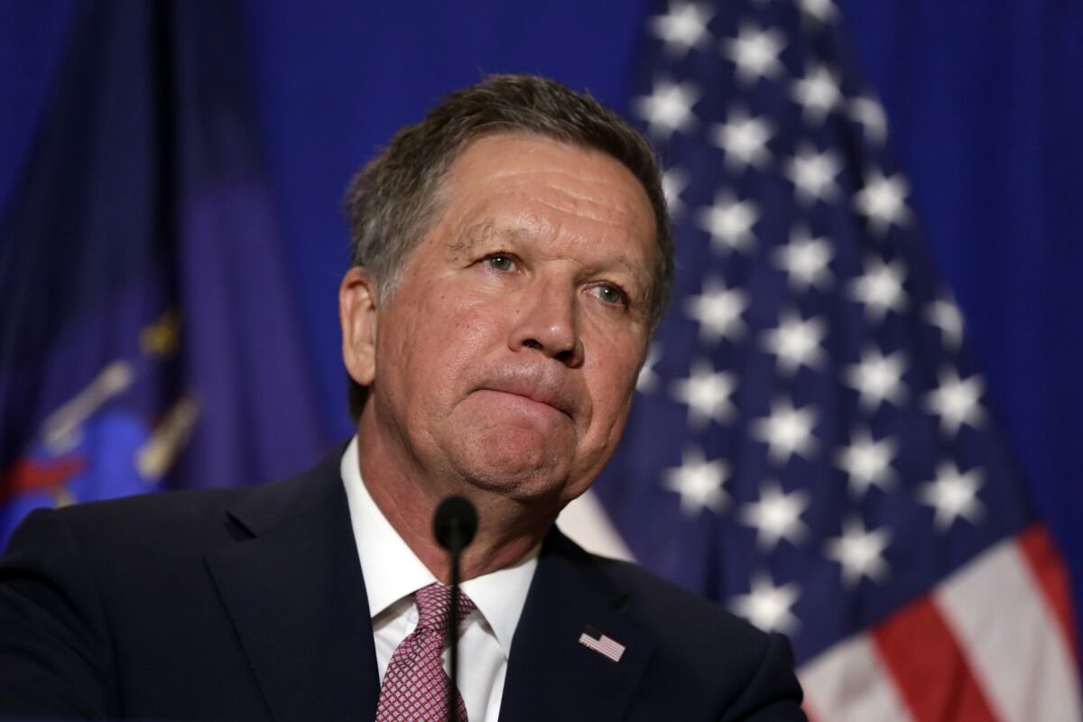 The Ohio governor battled Donald Trump for the nomination up until this month. (Richard Drew / Associated Press)