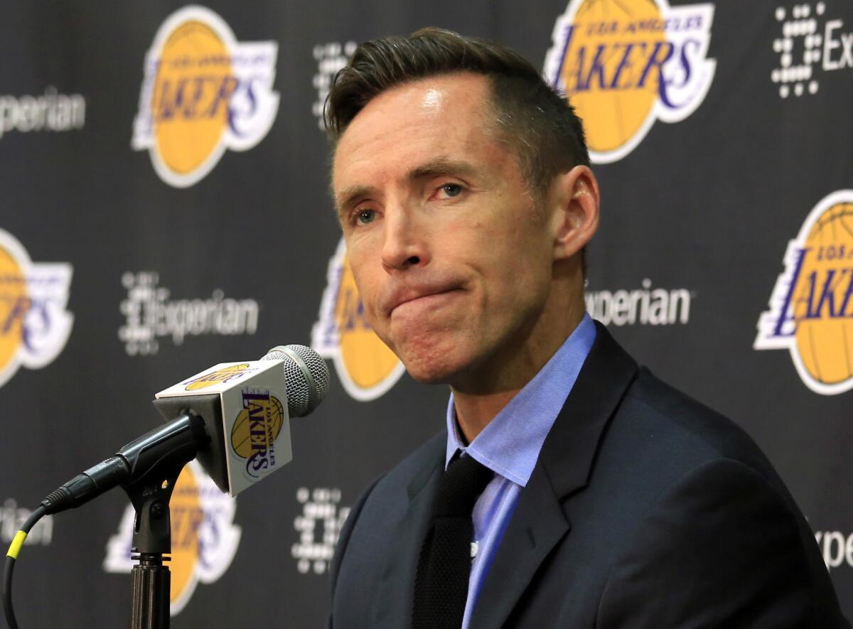 Steve Nash speaks at a news conference Tuesday announcing his decision to retire from the NBA.