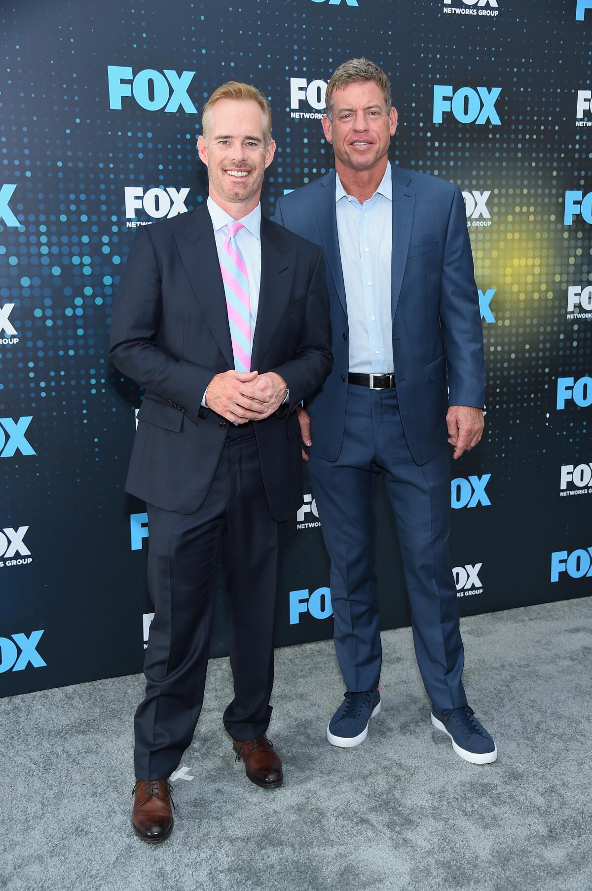 Joe Buck (left) and Troy Aikman are Fox's broadcast team for the upcoming Super Bowl. 