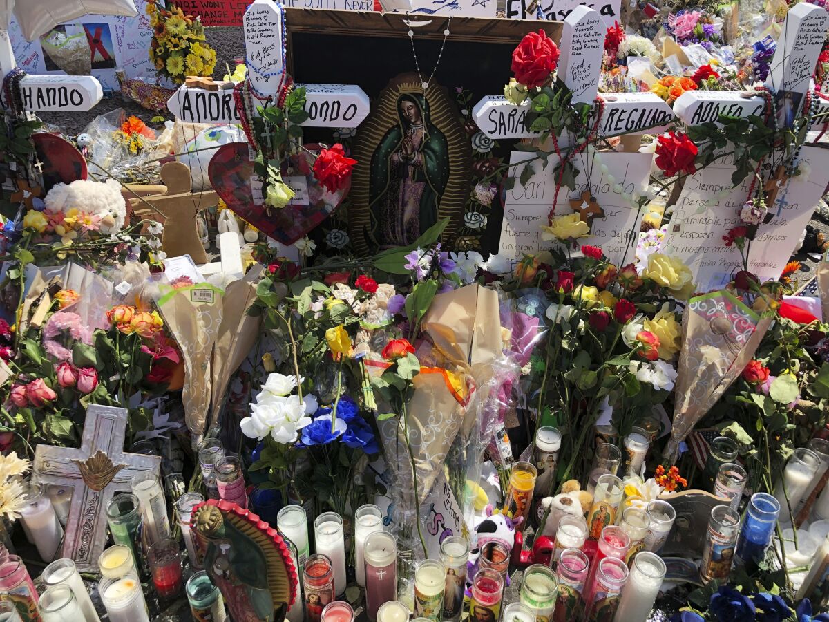 A makeshift memorial for the victims of the mass shooting in El Paso.