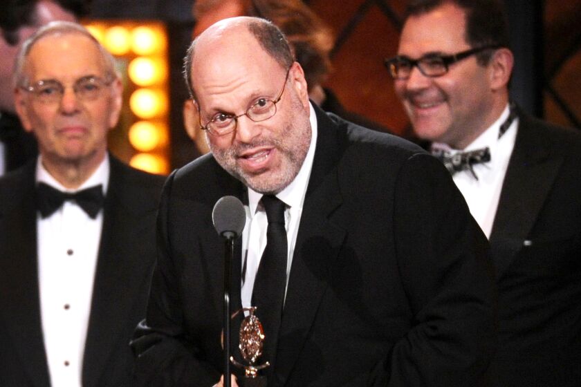 Producer Scott Rudin accepts the award for best revival of a play for “Skylight” at the 69th annual Tony Awards at Radio City Music Hall on Sunday, June 7, 2015, in New York. (Photo by Charles Sykes/Invision/AP)