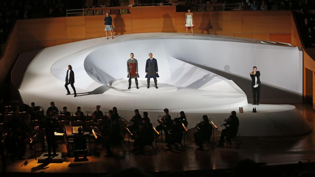 Zaha Hadid designed the sets for a 2014 production of "Cosi fan Tutte" at Walt Disney Concert Hall in downtown Los Angeles.