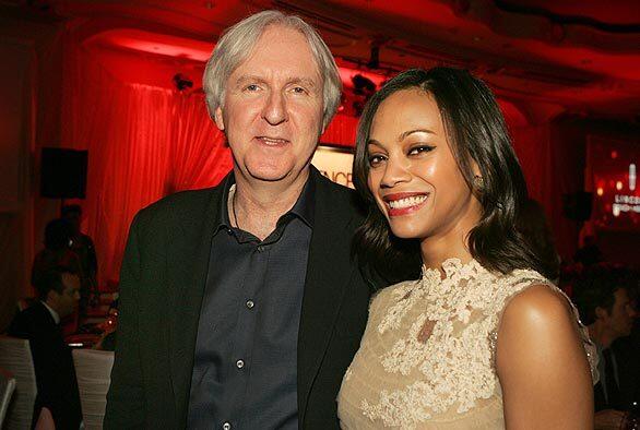 Director James Cameron and Zoe Saldana at the "Essence Black Women in Hollywood" lunch at the Beverly Hills Hotel.