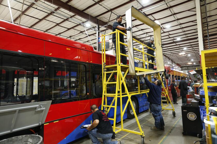 Mel Melcon??Los Angeles Times THE CHINESE-OWNED BYD plant in Lancaster builds electric buses.