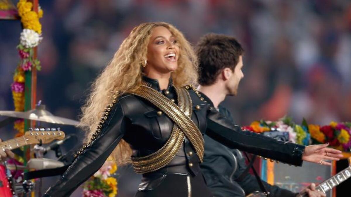 Beyoncé performs during the Pepsi Super Bowl 50 Halftime Show at Levi's Stadium in Santa Clara on Feb. 7.