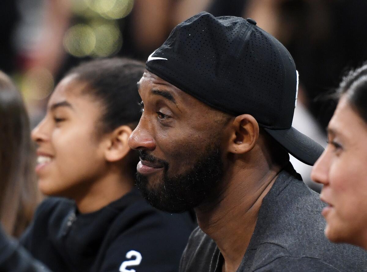 Kobe Bryant and his daughter Gianna attend a game between the Sparks and the Las Vegas Aces on May 26, 2019.